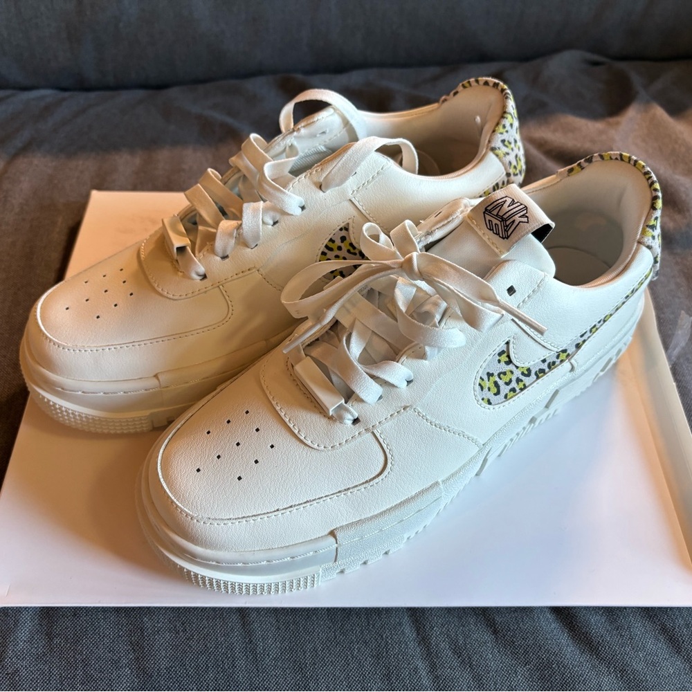 Nike White Sneakers with Animal Print Air Force 1 new without box